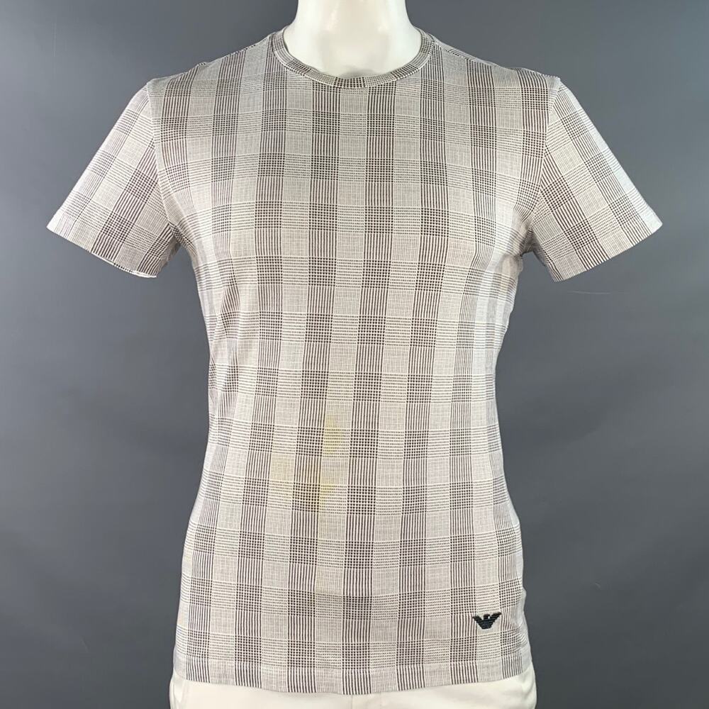 EMPORIO ARMANI Size XXL Brown White Hearts Dots Short Sleeve T-shirt